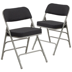 English Elm 2 Pack HERCULES Series Premium Curved Folding Chairs - Stylish Comfort for Events & Everyday Use Black 2-AW-MC320AF-BK-GG