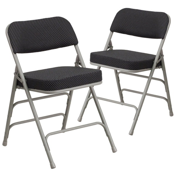 English Elm 2 Pack HERCULES Series Premium Curved Folding Chairs - Stylish Comfort for Events & Everyday Use Black 2-AW-MC320AF-BK-GG