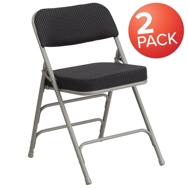 English Elm 2 Pack HERCULES Series Premium Curved Folding Chairs - Stylish Comfort for Events & Everyday Use Black 2-AW-MC320AF-BK-GG