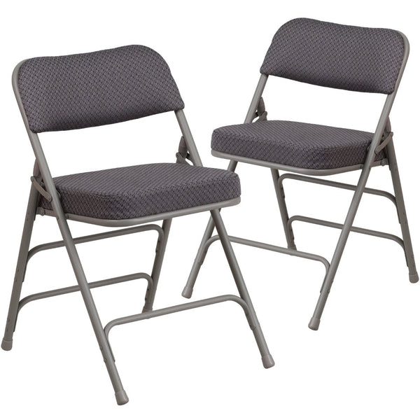 English Elm 2 Pack HERCULES Series Premium Curved Folding Chairs - Stylish Comfort for Events & Everyday Use Gray 2-AW-MC320AF-GRY-GG