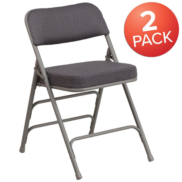 English Elm 2 Pack HERCULES Series Premium Curved Folding Chairs - Stylish Comfort for Events & Everyday Use Gray 2-AW-MC320AF-GRY-GG