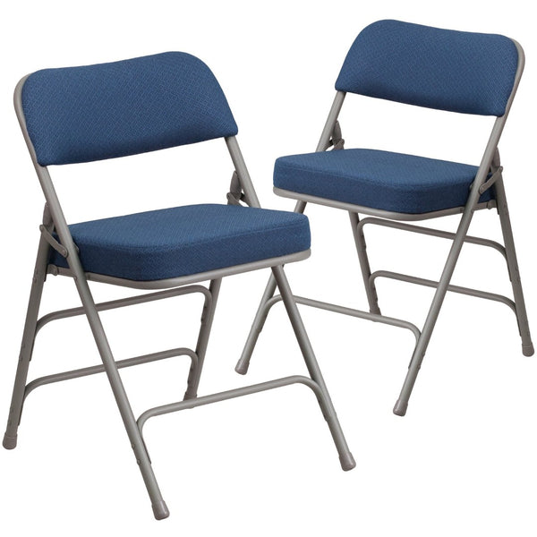 English Elm 2 Pack HERCULES Series Premium Curved Folding Chairs - Stylish Comfort for Events & Everyday Use Navy 2-AW-MC320AF-NVY-GG