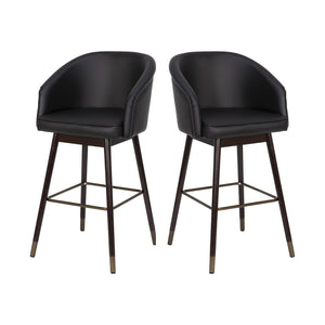 English Elm Margo 30" Modern Mid-Back Barstools Set of 2 - Stylish Walnut Finish & Black LeatherSoft Comfort 2-AY-1928-30-BK-GG