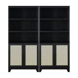 Manhattan Comfort Sheridan Mid-Century Modern Bookcase Cabinet - Set of 2 Black 2-BC-6GLF-BK