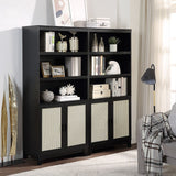 Manhattan Comfort Sheridan Mid-Century Modern Bookcase Cabinet - Set of 2 Black 2-BC-6GLF-BK