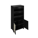 Manhattan Comfort Sheridan Mid-Century Modern Bookcase Cabinet - Set of 2 Black 2-BC-6GLF-BK