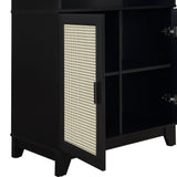 Manhattan Comfort Sheridan Mid-Century Modern Bookcase Cabinet - Set of 2 Black 2-BC-6GLF-BK