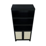 Manhattan Comfort Sheridan Mid-Century Modern Bookcase Cabinet - Set of 2 Black 2-BC-6GLF-BK