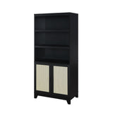 Manhattan Comfort Sheridan Mid-Century Modern Bookcase Cabinet - Set of 2 Black 2-BC-6GLF-BK