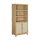 Manhattan Comfort Sheridan Mid-Century Modern Bookcase Cabinet - Set of 2 Nature 2-BC-6GLF-NA