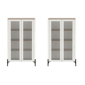 Manhattan Comfort Abbey Décor Cabinet – Elegant Storage Solution With 8 Adjustable Shelves For Timeless Home Style Maple And Off White Mdp 2-bc002-ow