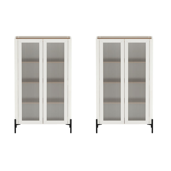 Manhattan Comfort Abbey Décor Cabinet – Elegant Storage Solution With 8 Adjustable Shelves For Timeless Home Style Maple And Off White Mdp 2-bc002-ow