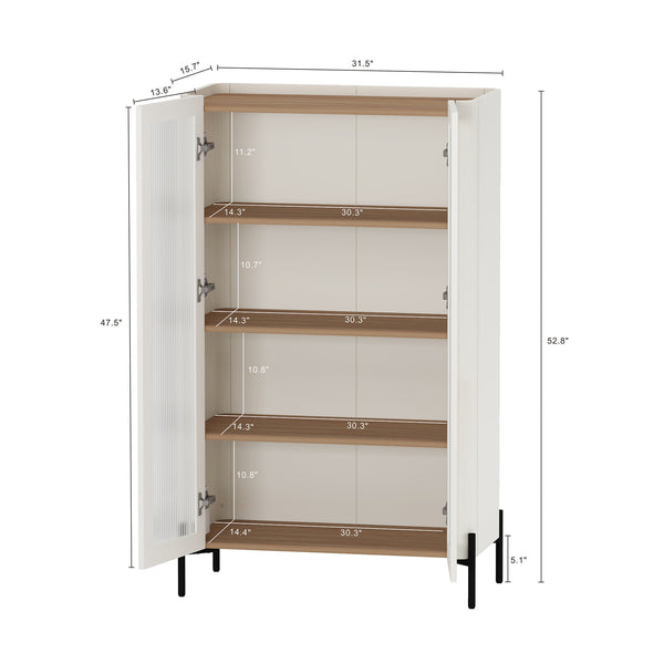 Manhattan Comfort Abbey Décor Cabinet – Elegant Storage Solution With 8 Adjustable Shelves For Timeless Home Style Maple And Off White Mdp 2-bc002-ow