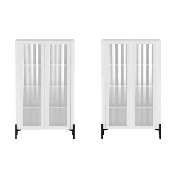 Manhattan Comfort Abbey Décor Cabinet – Elegant Storage Solution With 8 Adjustable Shelves For Timeless Home Style White Mdp 2-bc002-wh