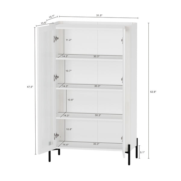 Manhattan Comfort Abbey Décor Cabinet – Elegant Storage Solution With 8 Adjustable Shelves For Timeless Home Style White Mdp 2-bc002-wh