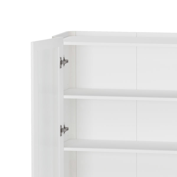 Manhattan Comfort Abbey Décor Cabinet – Elegant Storage Solution With 8 Adjustable Shelves For Timeless Home Style White Mdp 2-bc002-wh