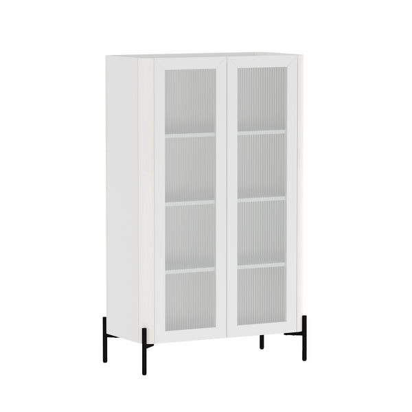 Manhattan Comfort Abbey Décor Cabinet – Elegant Storage Solution With 8 Adjustable Shelves For Timeless Home Style White Mdp 2-bc002-wh