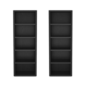 Manhattan Comfort Rivington Modern Open Bookcase Set Of 2 - Stylish 5-shelf Storage Solution For Every Room Black Mdp 2-bc003-bk