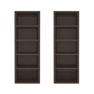 Manhattan Comfort Rivington Modern Open Bookcase Set Of 2 - Stylish 5-shelf Storage Solution For Every Room Dark Walnut Mdp 2-bc003-br