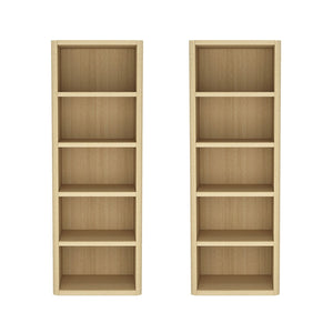 Manhattan Comfort Rivington Modern Open Bookcase Set Of 2 - Stylish 5-shelf Storage Solution For Every Room Natural Oak Mdp 2-bc003-na