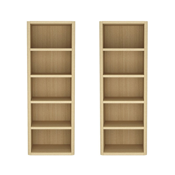 Manhattan Comfort Rivington Modern Open Bookcase Set Of 2 - Stylish 5-shelf Storage Solution For Every Room Natural Oak Mdp 2-bc003-na