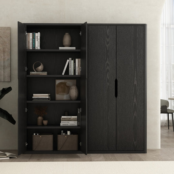 Manhattan Comfort Rivington Modern Bookcase Cabinet - Stylish 5-shelf Storage Solution For Elegant Home Interiors Black Mdp 2-bc004-bk