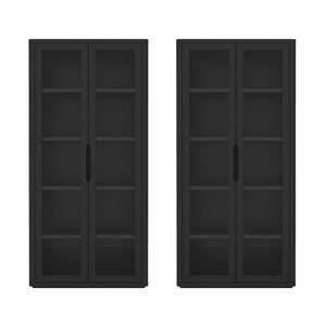 Manhattan Comfort Rivington Modern Bookcase Cabinet - Stylish 5-shelf Storage Solution For Elegant Home Interiors Black Mdp 2-bc005-bk