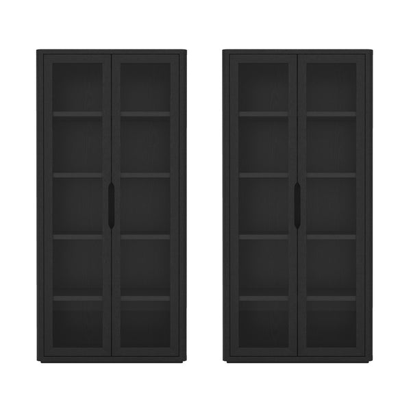 Manhattan Comfort Rivington Modern Bookcase Cabinet - Stylish 5-shelf Storage Solution For Elegant Home Interiors Black Mdp 2-bc005-bk