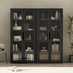 Manhattan Comfort Rivington Modern Bookcase Cabinet - Stylish 5-shelf Storage Solution For Elegant Home Interiors Black Mdp 2-bc005-bk