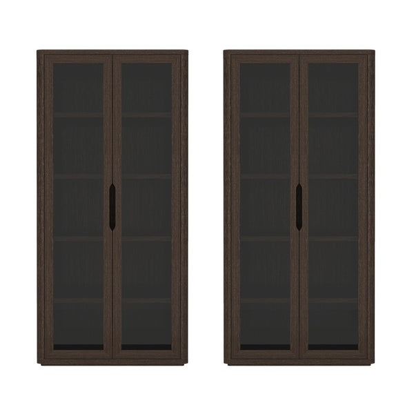 Manhattan Comfort Rivington Modern Bookcase Cabinet - Stylish 5-shelf Storage Solution For Elegant Home Interiors Walnut Mdp 2-bc005-br