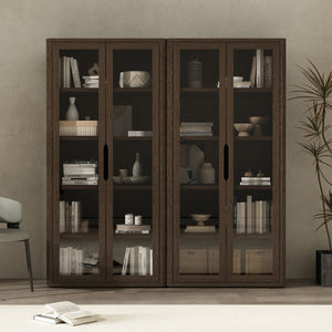 Manhattan Comfort Rivington Modern Bookcase Cabinet - Stylish 5-shelf Storage Solution For Elegant Home Interiors Walnut Mdp 2-bc005-br