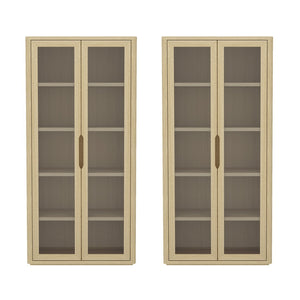 Manhattan Comfort Rivington Modern Bookcase Cabinet - Stylish 5-shelf Storage Solution For Elegant Home Interiors Natural Oak Mdp 2-bc005-na