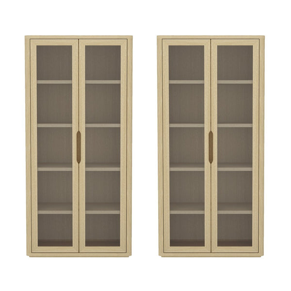 Manhattan Comfort Rivington Modern Bookcase Cabinet - Stylish 5-shelf Storage Solution For Elegant Home Interiors Natural Oak Mdp 2-bc005-na