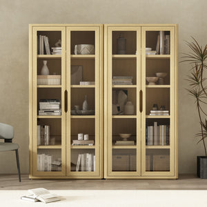 Manhattan Comfort Rivington Modern Bookcase Cabinet - Stylish 5-shelf Storage Solution For Elegant Home Interiors Natural Oak Mdp 2-bc005-na
