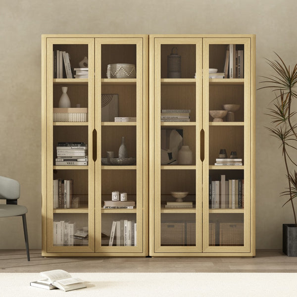 Manhattan Comfort Rivington Modern Bookcase Cabinet - Stylish 5-shelf Storage Solution For Elegant Home Interiors Natural Oak Mdp 2-bc005-na