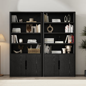 Manhattan Comfort Rivington Modern Bookcase Cabinet - Stylish 5-shelf Storage Solution For Elegant Home Interiors Black Mdp 2-bc006-bk