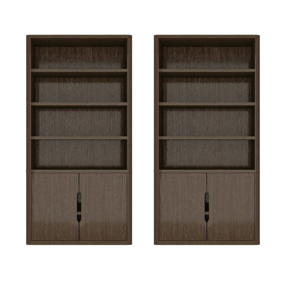 Manhattan Comfort Rivington Modern Bookcase Cabinet - Stylish 5-shelf Storage Solution For Elegant Home Interiors Walnut Mdp 2-bc006-br