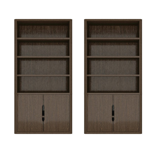 Manhattan Comfort Rivington Modern Bookcase Cabinet - Stylish 5-shelf Storage Solution For Elegant Home Interiors Walnut Mdp 2-bc006-br