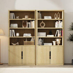 Manhattan Comfort Rivington Modern Bookcase Cabinet - Stylish 5-shelf Storage Solution For Elegant Home Interiors Natural Oak Mdp 2-bc006-na