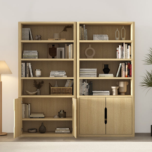 Manhattan Comfort Rivington Modern Bookcase Cabinet - Stylish 5-shelf Storage Solution For Elegant Home Interiors Natural Oak Mdp 2-bc006-na
