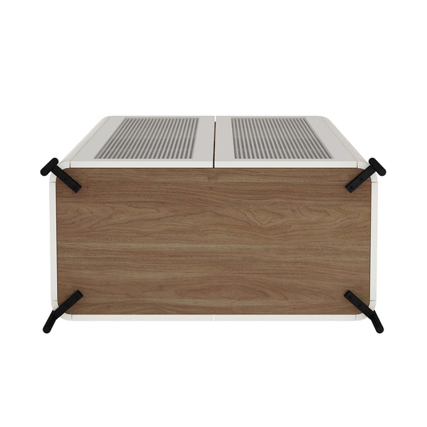 Manhattan Comfort 2-piece Abbey Bookcase And Sideboard Set - Elegant Storage Solution With Adjustable Shelves Maple And Off White Mdp 2-bcsb026-ow