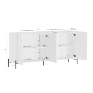 Manhattan Comfort 2-piece Abbey Bookcase And Sideboard Set - Elegant Storage Solution With Adjustable Shelves White Mdp 2-bcsb026-wh