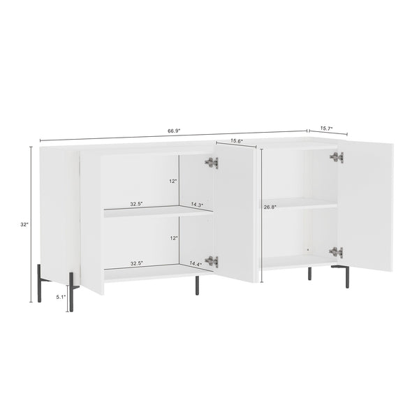 Manhattan Comfort 2-piece Abbey Bookcase And Sideboard Set - Elegant Storage Solution With Adjustable Shelves White Mdp 2-bcsb026-wh