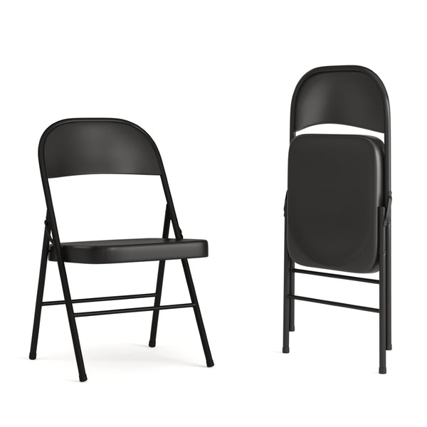 English Elm 2 Pack HERCULES Series Double-Braced Metal Folding Chairs for Reliable Comfort & Versatile Use Black 2-BD-F002-BK-GG