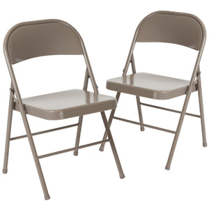English Elm 2 Pack HERCULES Series Double-Braced Metal Folding Chairs for Reliable Comfort & Versatile Use Gray 2-BD-F002-GY-GG