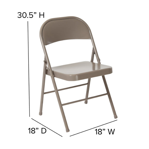 English Elm 2 Pack HERCULES Series Double-Braced Metal Folding Chairs for Reliable Comfort & Versatile Use Gray 2-BD-F002-GY-GG