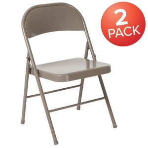English Elm 2 Pack HERCULES Series Double-Braced Metal Folding Chairs for Reliable Comfort & Versatile Use Gray 2-BD-F002-GY-GG