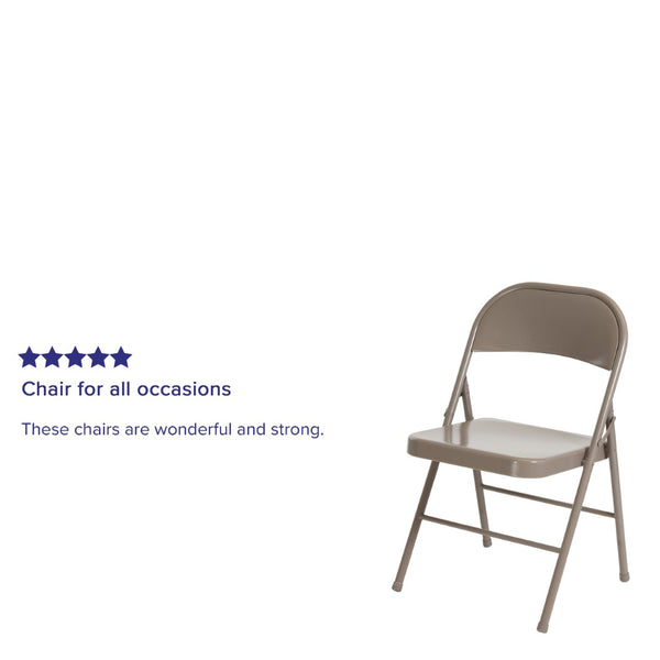 English Elm 2 Pack HERCULES Series Double-Braced Metal Folding Chairs for Reliable Comfort & Versatile Use Gray 2-BD-F002-GY-GG