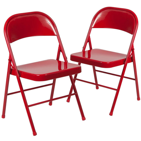 English Elm 2 Pack HERCULES Series Double-Braced Metal Folding Chairs for Reliable Comfort & Versatile Use Red 2-BD-F002-RED-GG