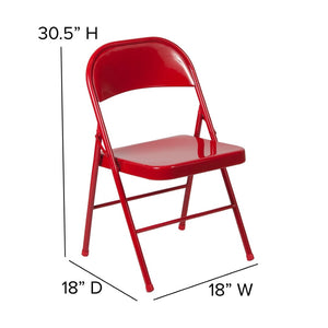 English Elm 2 Pack HERCULES Series Double-Braced Metal Folding Chairs for Reliable Comfort & Versatile Use Red 2-BD-F002-RED-GG